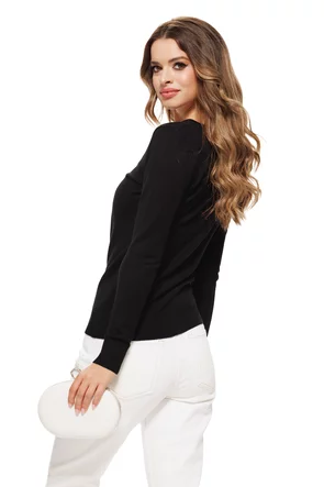 Pulover dama negru cu anchior din tricot premium supersoft