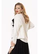 Pulover dama premium alb cu flori alb negru si cristale