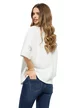 Pulover dama premium alb cu maneca fluture si aplicatii de margele argintii