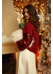 Pulover dama premium elegant din tricot bordo cu maneci paietate