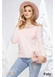 Pulover dama premium super soft roz cu aplicatie de dantela brodata