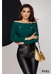 Pulover dama premium verde pe umeri cu nasturi metalici
