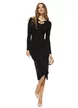 Rochie dama eleganta din tricot negru premium cu accesoriu metalic spectaculos