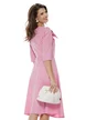 Rochie damă elegantă roz Fofy clos cu fundă maxi și croi feminin fluid