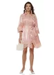 Rochie damă roz eleganta diafana din organza satinata broderie aplicata