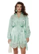 Rochie damă verde menta eleganta diafana din organza satinata broderie aplicata