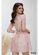 Rochie de banchet sofisticata din brocart din organza roz cu lurex argintiu