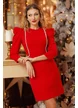 Rochie de ocazie eleganta rosie cu insertii spectaculoase de cristale si maneci bufante