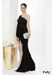 Rochie de ocazie neagra din voal cu trena si accesoriu din margele si cristale