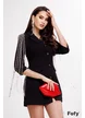 Rochie de ocazie neagra elegantă tip sacou cu franjuri din strassuri premium maxi