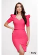 Rochie de ocazie premium ciclame cu spatele conturat cu franjuri din cristale