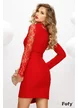 Rochie de ocazie tip sacou rosie cu o maneca de dantela si centura inclusa