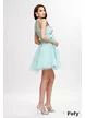 Rochie de seara eleganta din organza menta cu aplicatie de cristale la gat