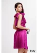 Rochie de seara eleganta din saten fucsia pe un umar cu fusta plisata si centrura inclusa