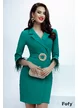 Rochie de seara Fofy eleganta verde stil sacou cu catarama glamour si aplicatii de perle si pene