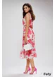 Rochie de vara cu imprimeu floral ciclame din voal cu fusta plisata si centura inclusa