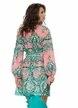 Rochie de vara mini din bumbac imprimeu paisley bohemian verde cu roz