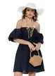 Rochie de vara scurta din bumbac bleumarin cu maneci bufante