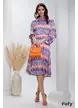 Rochie de voal satinat roz cu zigzag colorat