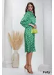 Rochie de voal satinat verde lime cu buline colorate