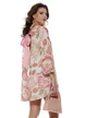 Rochie diafana din voal cu imprimeu floral roz croi in A cu funda la spate