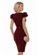 Rochie elegantă bordo cu decolteu adânc elastica cu accesori metalic auriu cu pietre in talie