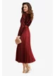 Rochie eleganta  burgundy de ocazie cu bust de catifea cu paiete si fusta plisata din saten
