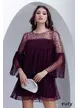 Rochie eleganta de ocazie Fofy mov pruna croi lejer din tul plisat margele, paiete si perle