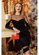 Rochie eleganta de ocazie Fofy neagră de catifea cu decupaje spectaculoase
