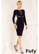 Rochie eleganta de ocazie Fofy neagră mulata cu insertii de dantela