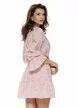 Rochie eleganta din jackard roz usor satinat cu volane si curea