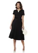 Rochie eleganta din vascoza neagra cu aplicatii florale sidefate detasabile