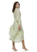 Rochie eleganta fistic din organza premium fusta asimetrica cu volane intarite