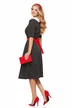 Rochie eleganta Fofy neagra cu buline si guler retro