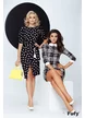 Rochie eleganta Fofy neagra cu buline si fusta petrecuta in nod stilizat colier inclus