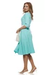 Rochie eleganta Fofy turquoise clos cu  insertii albe si aplicatii florale sidefate sofisticate