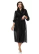 Rochie eleganta midi neagra din matase de tencel cu jabou elaborat