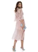 Rochie eleganta midi roz din matase de tencel cu jabou elaborat
