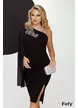 Rochie eleganta neagra cu maneca din voal cu glitter fin si broderie spectaculoasa pe umar