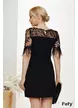 Rochie eleganta neagra Fofy croi in A cu platca din margele si pene naturale la maneci
