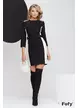 Rochie eleganta office alb negru cu fermoar si nasturi metalici