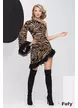 Rochie eleganta pe un umar din crep elastic zebra cu volane plisate negre