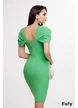 Rochie eleganta premium decoltata verde tonic cu fronseuri laterale si fermoar auriu
