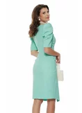 Rochie eleganta Fofy turquoise menta cu fusta petrecuta si nod stilizat picture - 2