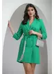 Rochie elegantă verde tip sacou cu franjuri din strassuri premium maxi