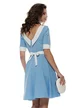 Rochie Fofy baby blue si dungulite fine cu guler retro la contrast si cordon