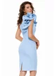 Rochie Fofy bleu de ocazie asimetrica cu volane maxi pe umar