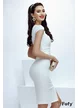 Rochie Fofy de cununie alba elegantă cu insertii de perle aurii si pene
