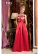 Rochie Fofy de ocazie lunga rosie cu spate gol si bust din tull cu paiete