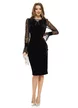 Rochie Fofy de ocazie neagra cu nod stilizat si maneci pretioase din dantela
